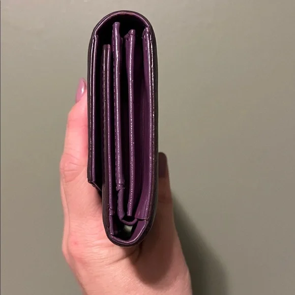 MCM Plum Dark Purple Leather Long Wallet with Two Tone Gold and Silver Logo - Picture 5 of 14